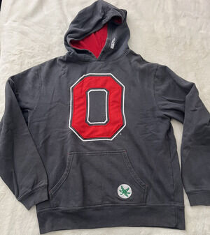 Ohio State Buckeyes Varsity Hoodie Pullover Gray Red Mens Sweatshirt Large